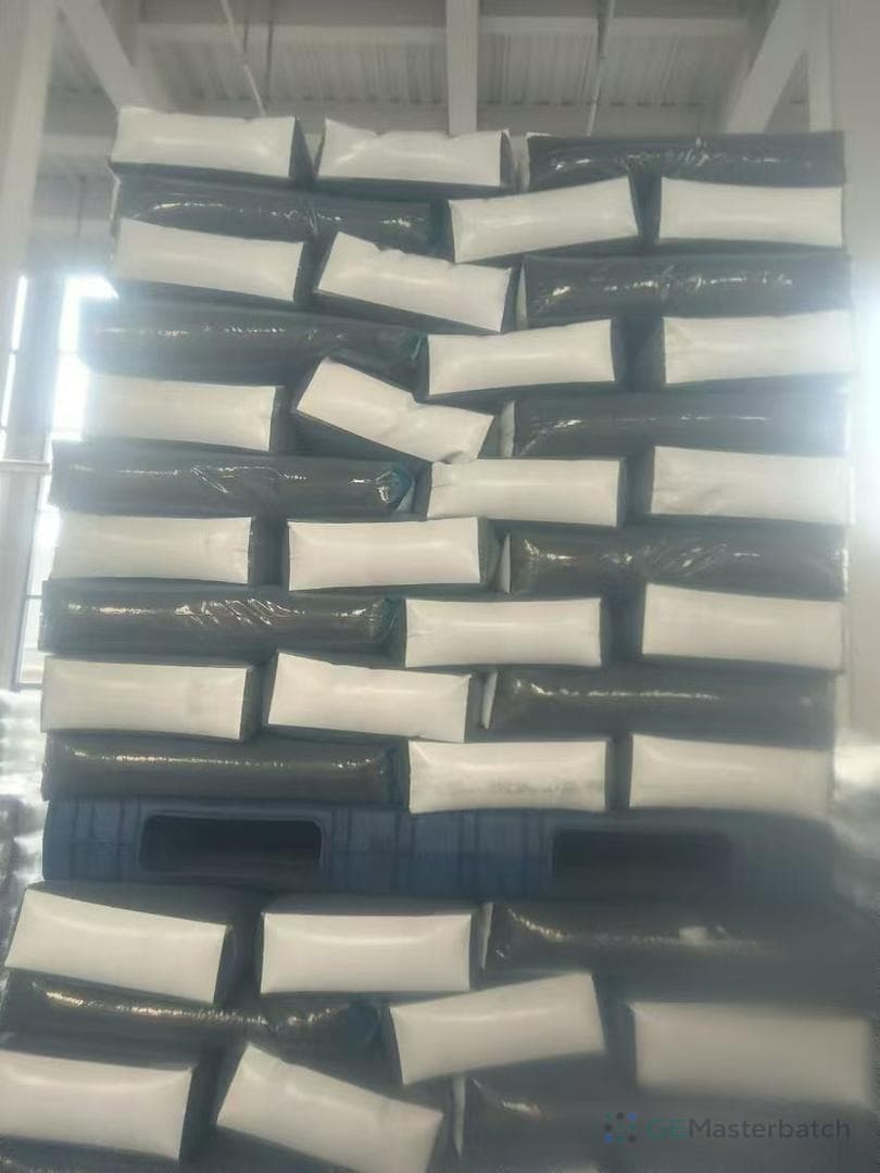 Packaged masterbatch bags prepared for shipment